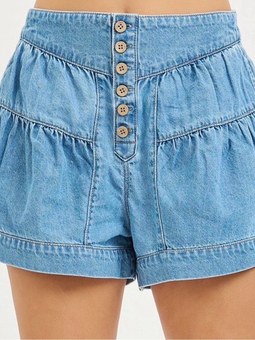 Risen Denim Button-Front Shorts